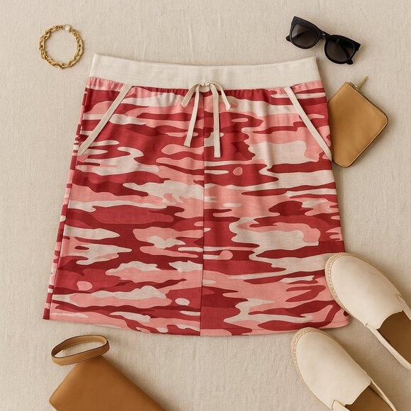 Talbots Skirt Pink Camo Print Relaxed Fit Size 3X - Picture 2 of 8